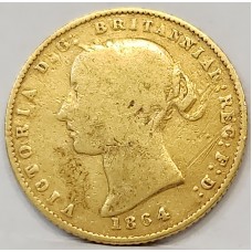 AUSTRALIA 1864 . HALF 1/2 SOVEREIGN . SYDNEY . GOLD